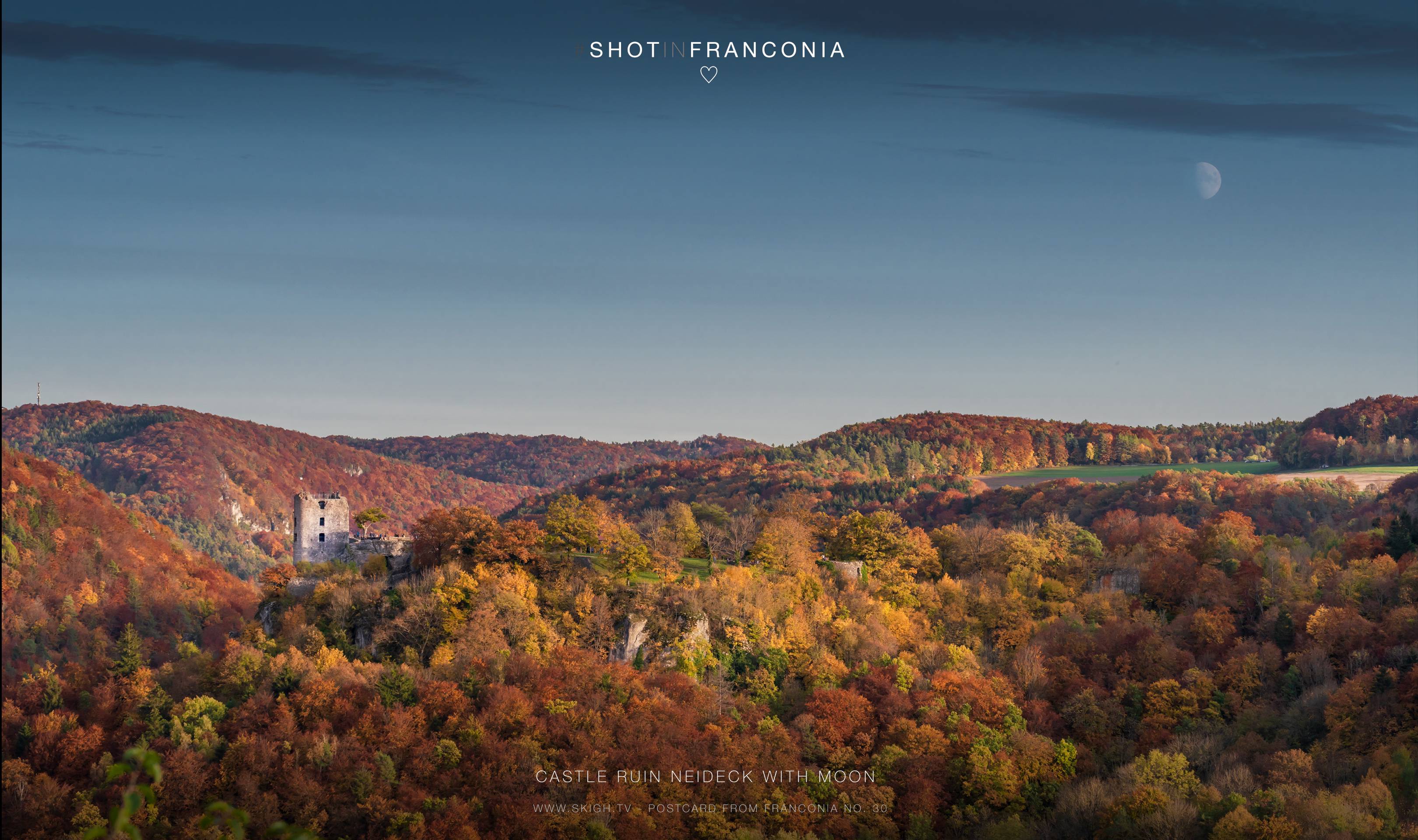 Castle ruin Neideck with moon | 1/250s * f11 * ISO 320 * 105mm - FE 24-105mm F4 G OSS - Sony α7R III Castle ruin Neideck with moon