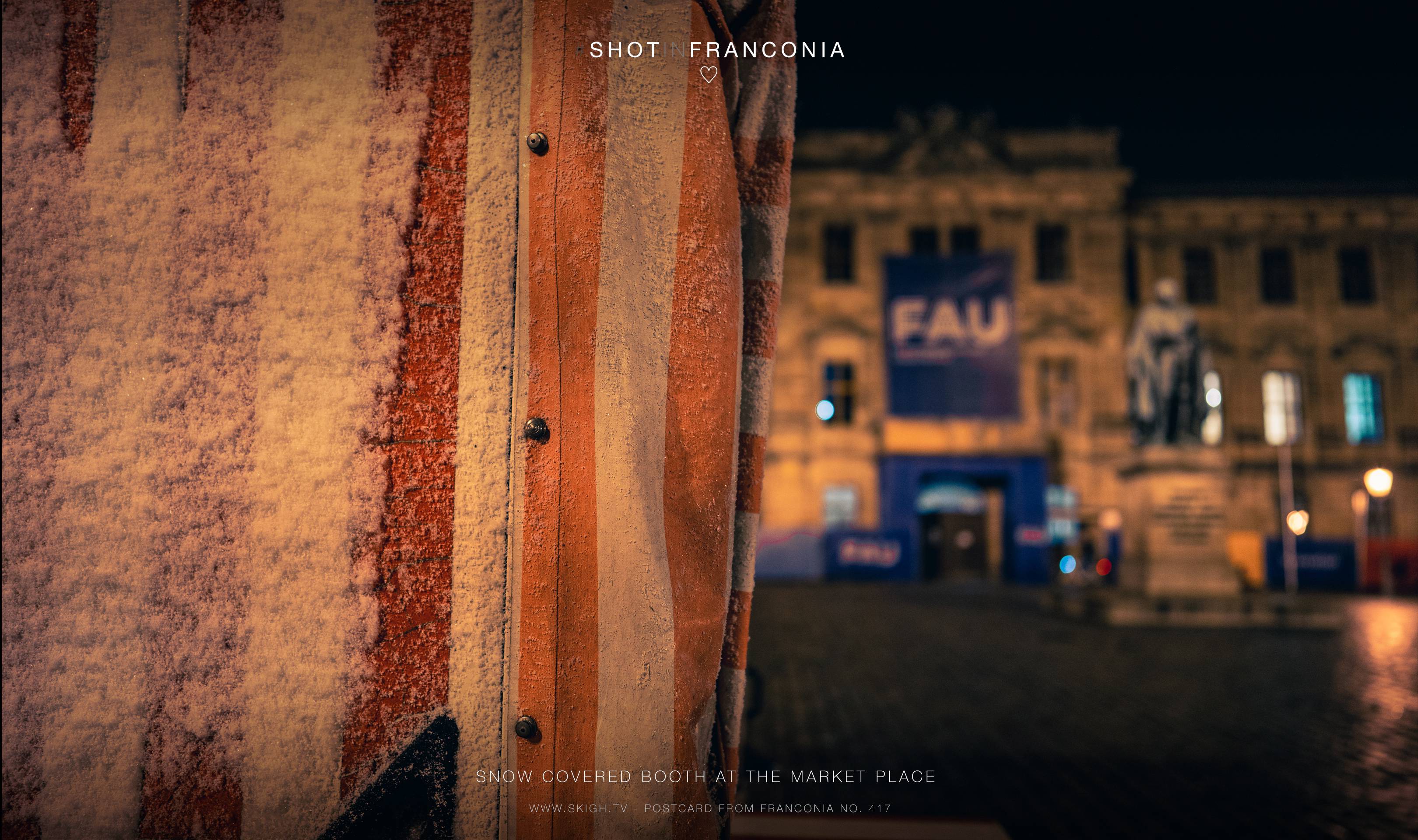 Snow covered booth at the market place | 1/60s * f1.4 * ISO 400 * 24mm - FE 24mm F1.4 GM - Sony α7 IV Snow covered booth at the market place