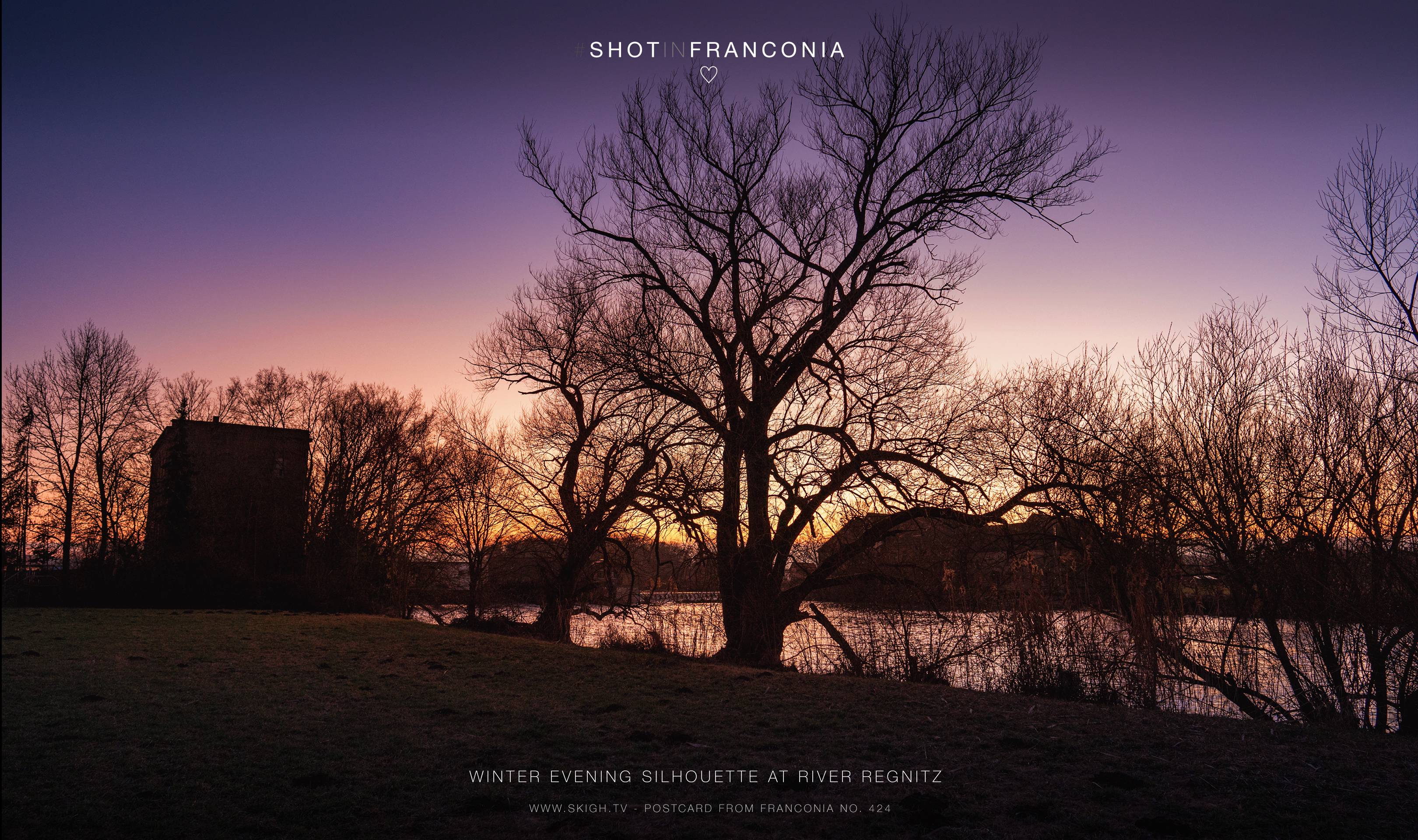 Winter evening silhouette at river Regnitz | 1/60s * f3.2 * ISO 400 * 24mm - FE 24mm F1.4 GM - Sony α7 IV Winter evening silhouette at river Regnitz