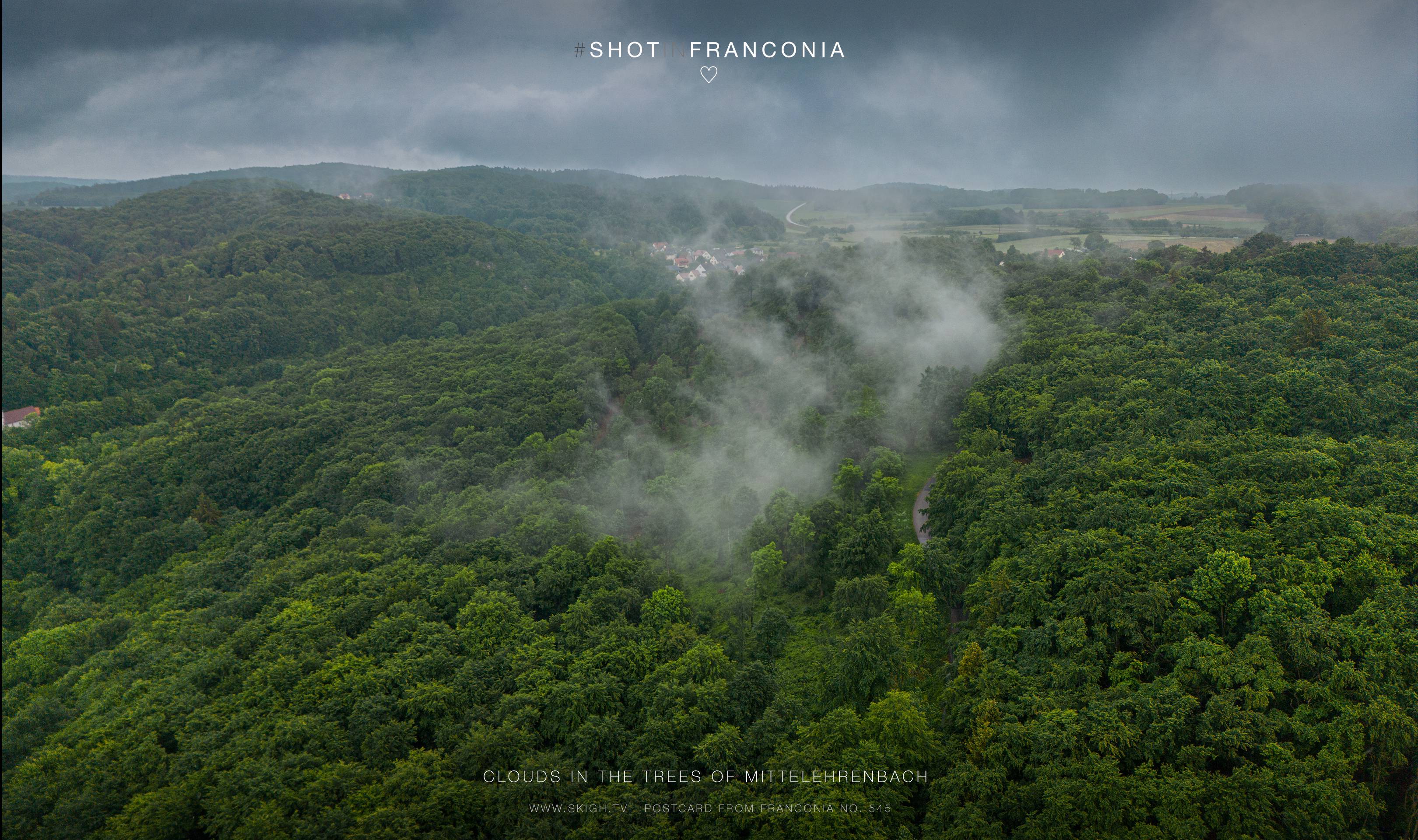 Clouds in the trees of Mittelehrenbach | 1/730s * f1.7 * ISO 100 * 7mm - 6.7 mm f/1.7 - DJI Mini 3 pro Clouds in the trees of Mittelehrenbach