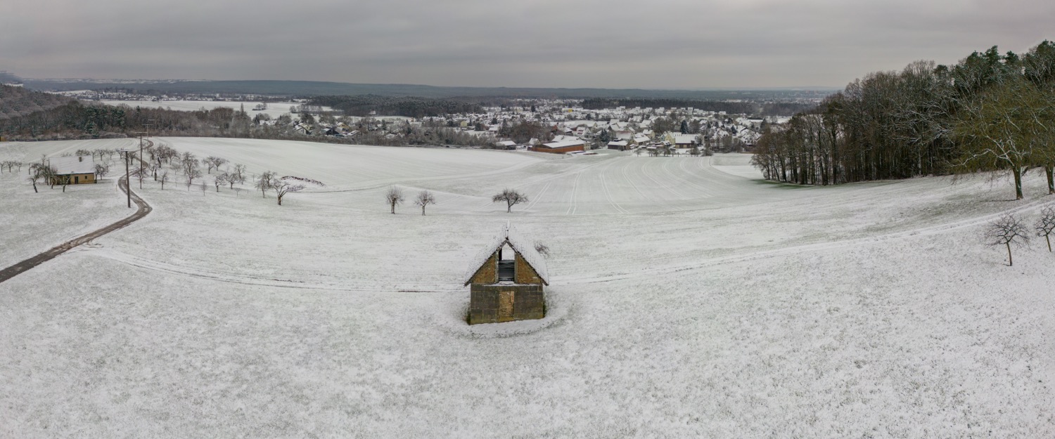 Snow over Marloffstein | 1/160s * f1.7 * ISO 100 * 7mm - 6.7 mm f/1.7 - DJI Mini 3 pro Snow over Marloffstein