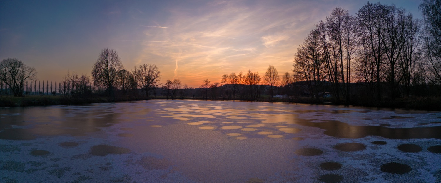After sunset over the frozen lake | 1/60s * f1.7 * ISO 100 * 7mm - 6.7 mm f/1.7 - DJI Mini 3 pro After sunset over the frozen lake